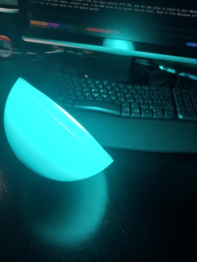 My desk lamp glowing aqua — what !color changes